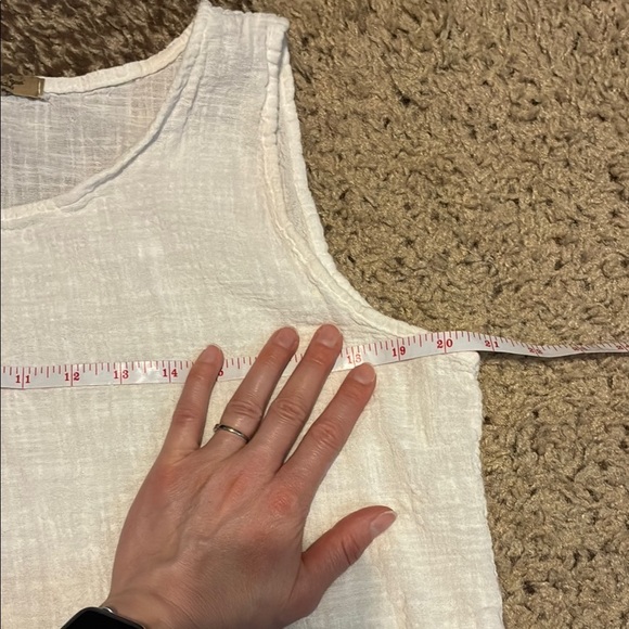 Beyond Capri White Ruffled Peplum 100% Cotton Tank Top - Picture 6 of 7